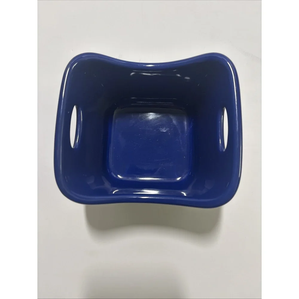 Rachel Ray 10 Oz Blue Rectangular Stoneware Ramekins Baking Dish EUC